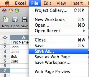 Export Excel to CSV File via Mac OS