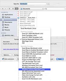 Export Excel to CSV File via Mac OS