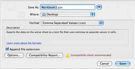 Export Excel to CSV File via Mac OS